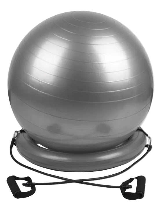 Explosion Proof Yoga Ball With Fixed Base And Handles PVC Exercise Ball For Core Strength And Balance - Muliva