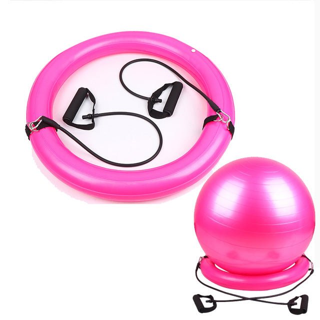Explosion Proof Yoga Ball With Fixed Base And Handles PVC Exercise Ball For Core Strength And Balance - Muliva