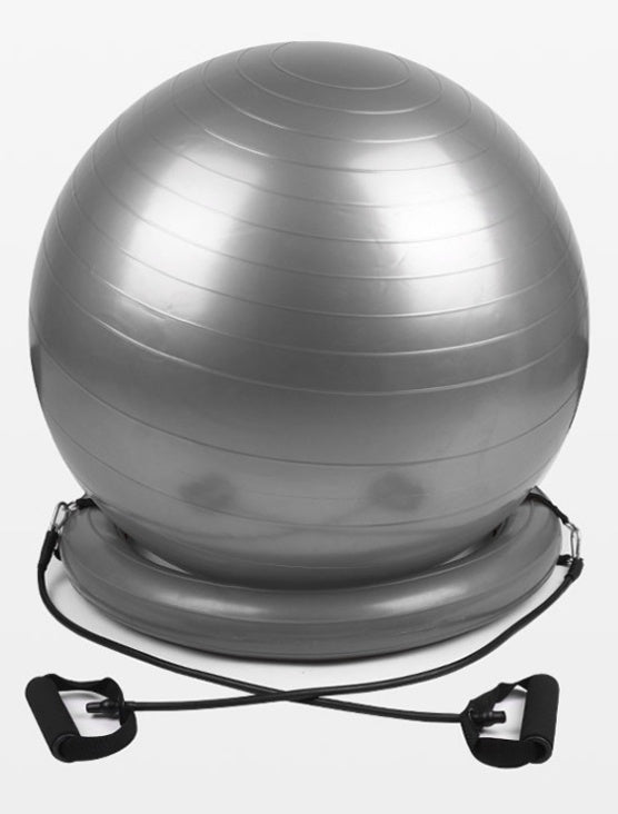 Explosion Proof Yoga Ball With Fixed Base And Handles PVC Exercise Ball For Core Strength And Balance - Muliva