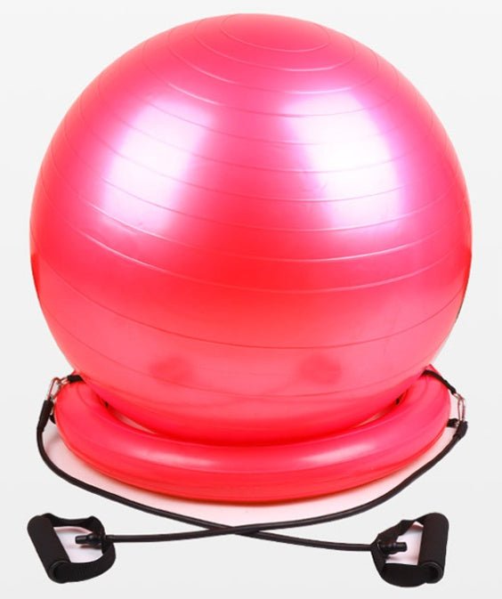 Explosion Proof Yoga Ball With Fixed Base And Handles PVC Exercise Ball For Core Strength And Balance - Muliva