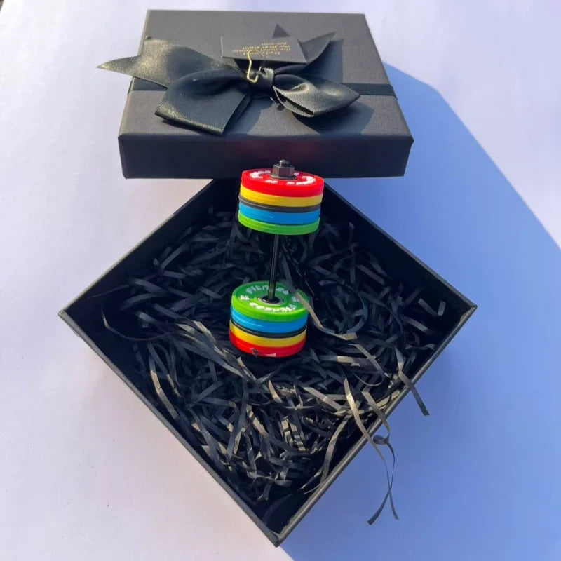 Gift Box Set Cute Fitness Dumbbell Keychain for Women - Gym Bag Charm, Mini Barbell Key Ring, Motivational Workout Gift