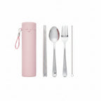Set of pink tools with a keychain attachment on a white background
