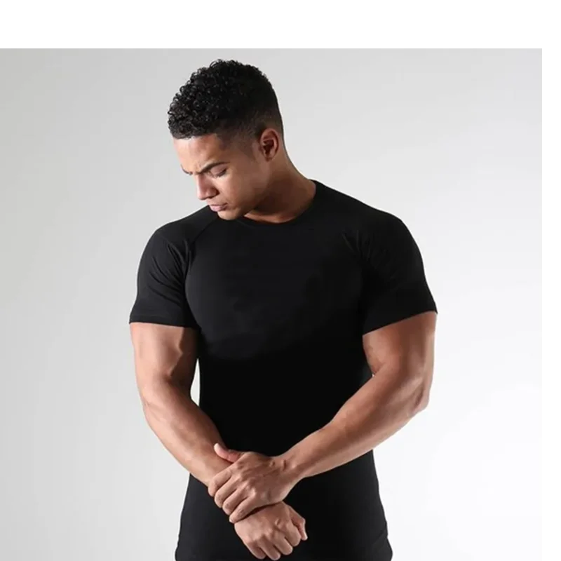 Men Compression Running T Shirt Fitness Tight Short Sleeve Tshirt Training Jogging Shirts Gym Sportswear Quick Dry