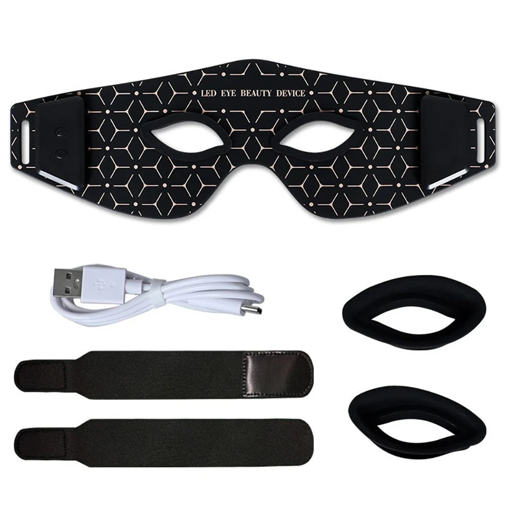 LED Red Light Therapy Eye Mask 630nm 850nm Infrared Device for Dark Circles Fine Lines Eye Bags 5 Modes Rechargeable Home Travel