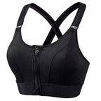 Womens Front Zipper Sports Bra With Adjustable Straps Elastic Shockproof Fitness Athletic Crop Top For Yoga