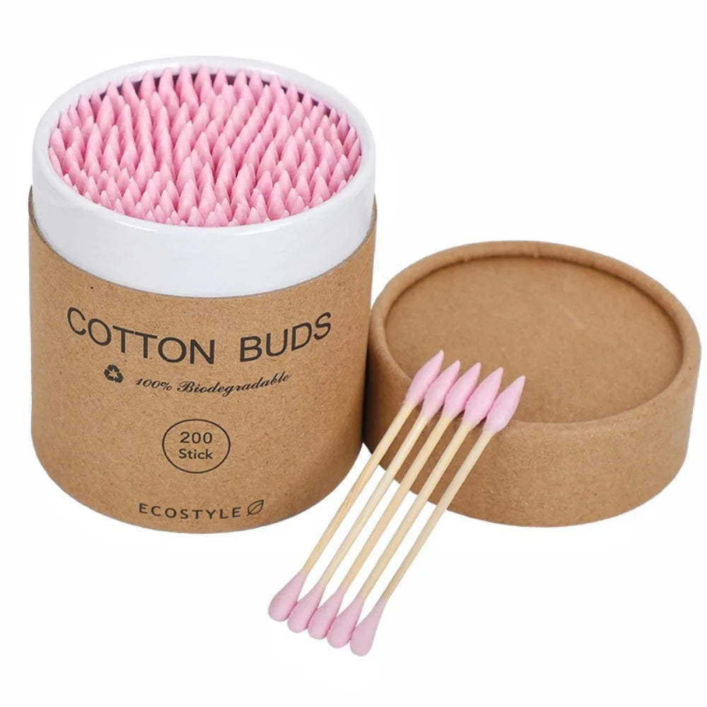 Baby Cotton Swabs Wood Sticks 200Pc/Box Wooden Soft Cotton Bud Cleaning of Ears Tampons Cotonete Pampons Health Beauty Accessory