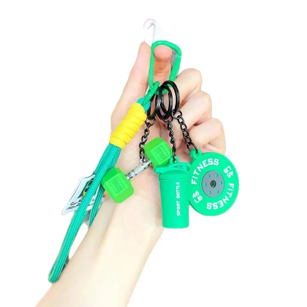 2026 Dumbbell Fitness Keychain, Weight Plate Gym Keyring, Shaker Bottle Workout Key Chain, Paracord Bag Charm Gift for Men 1Pc
