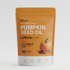 Vivoumu pumpkin seed oil package with 5pcs text on a blurred background