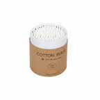 Cotton buds in a biodegradable container with Ecostyle branding on a white background