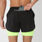 Mens Double Layer Running Shorts Quick Dry 2 In 1 Fitness Training Sports Shorts for Workout and Bodybuilding