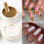 6Pcs Chrome Mirror Nail Powder Set – Gold Silver Holographic Aurora Iridescent Pigment for Rubbing Nail Art