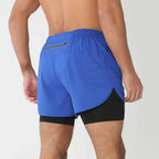 Mens Double Layer Running Shorts Quick Dry 2 In 1 Fitness Training Sports Shorts for Workout and Bodybuilding