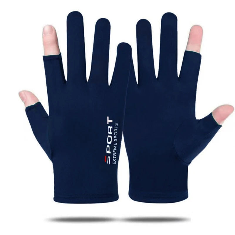 Ice Silk Halffinger Cycling Anti Slip Gloves for Men and Women Summer Outdoor Sports Fitness Driving Fishing Highelastic