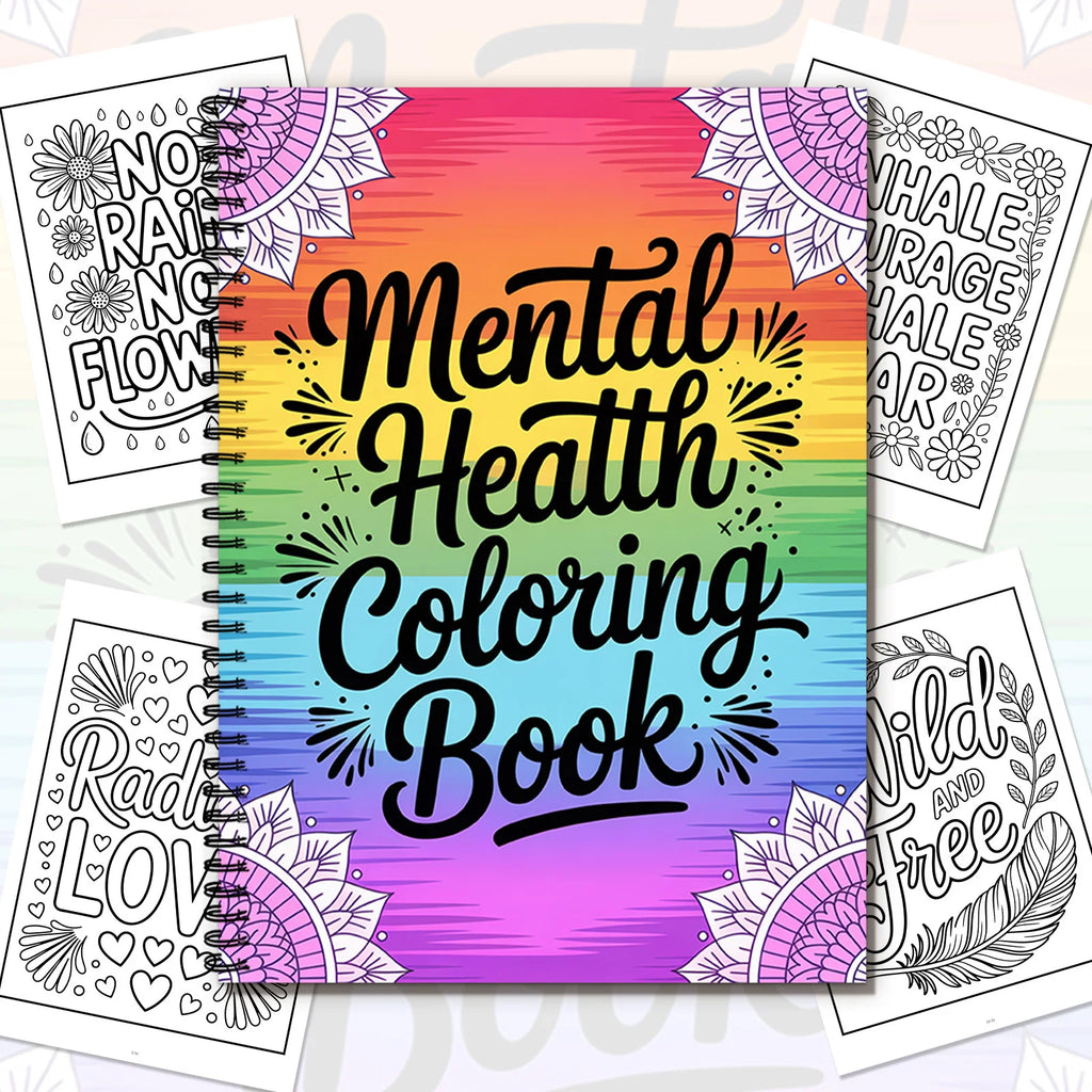 1PC 30-Page Mental Health Coloring Book, Exquisite Floral Patterns, Inspirational Quotes, Stress Relief