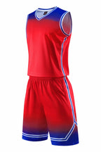Gradient Basketball Uniform Sweat Absorbent Sports Suit Polyester Blend For Children And Adults Red Blue Purple White - Muliva