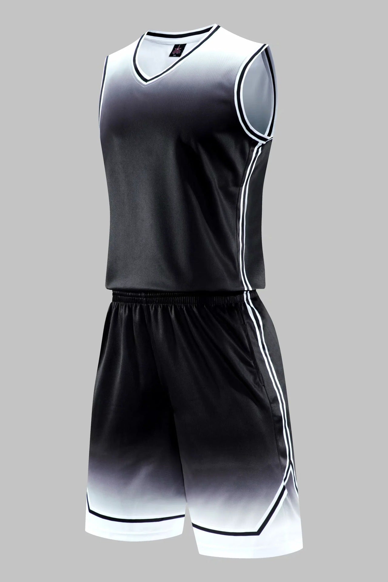 Gradient Basketball Uniform Sweat Absorbent Sports Suit Polyester Blend For Children And Adults Red Blue Purple White - Muliva