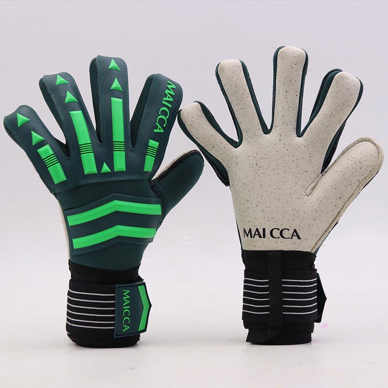 Green Latex Goalkeeper Gloves For Football Training One Pair Sizes 7 8 9 10 Gender Neutral - Muliva