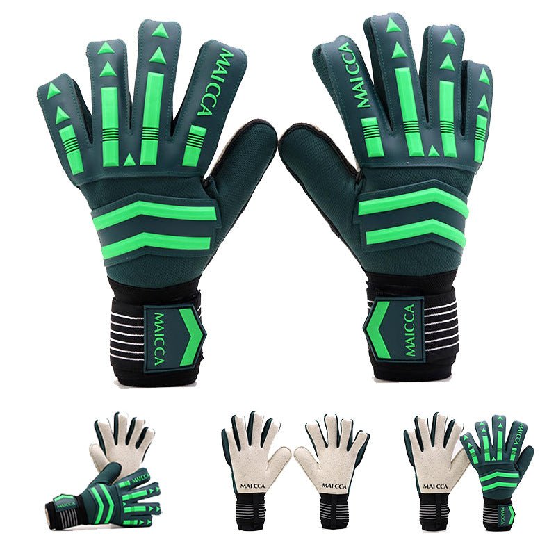 Green Latex Goalkeeper Gloves For Football Training One Pair Sizes 7 8 9 10 Gender Neutral - Muliva
