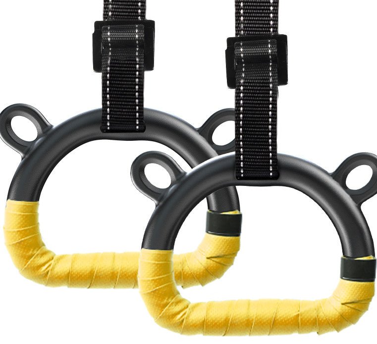 Kids Home Fitness Rings Set With 1m Or 2m Slings Blue And Yellow Pairs Easy Portable Assembly For Home Exercise - Muliva