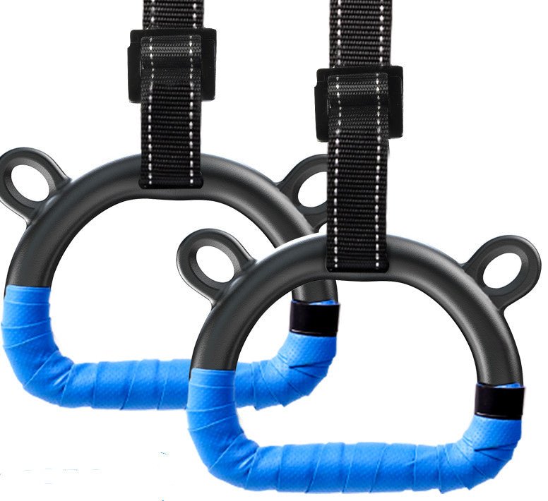 Kids Home Fitness Rings Set With 1m Or 2m Slings Blue And Yellow Pairs Easy Portable Assembly For Home Exercise - Muliva