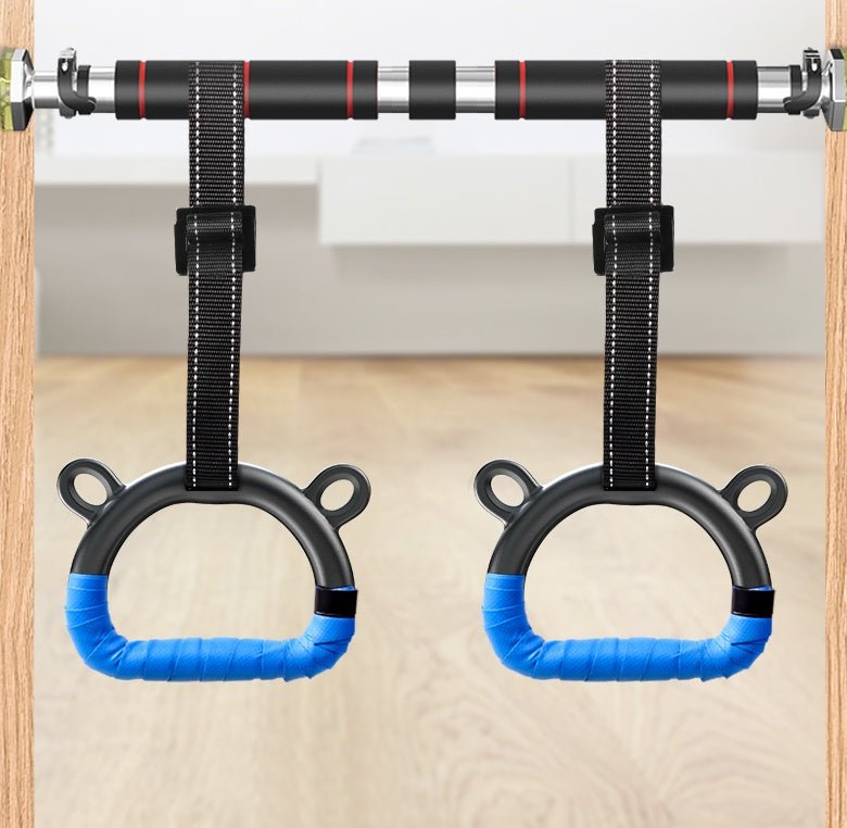 Kids Home Fitness Rings Set With 1m Or 2m Slings Blue And Yellow Pairs Easy Portable Assembly For Home Exercise - Muliva
