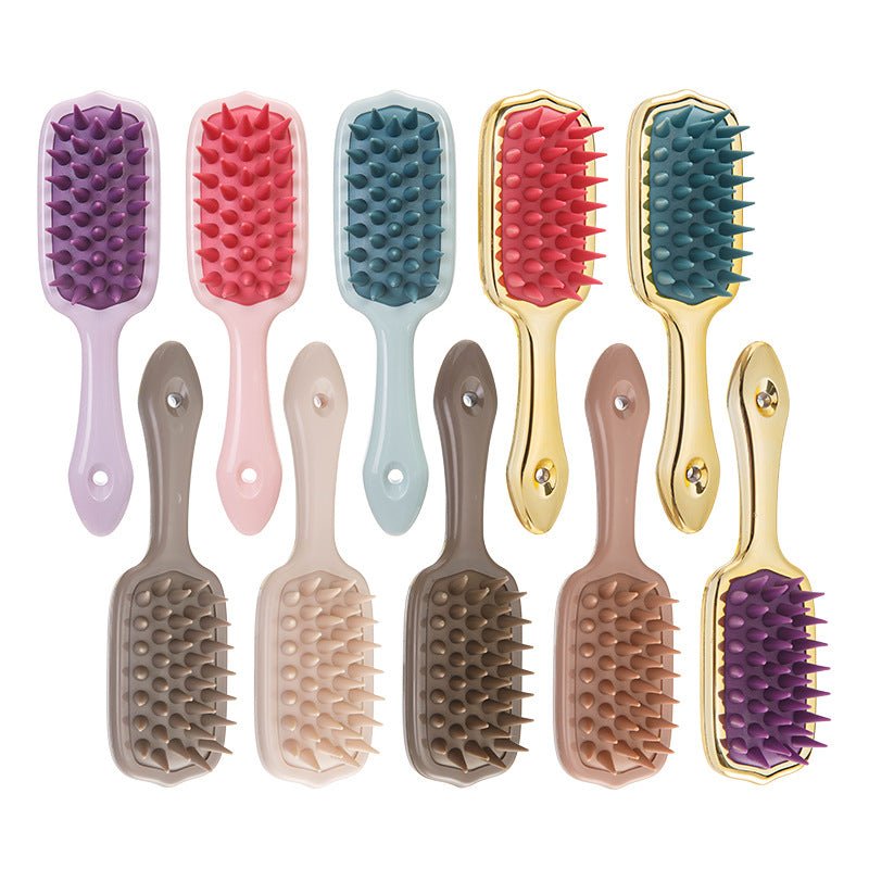 Long Handle Silicone Head Massage Comb For Scalp Relaxation With ABS Body And TPE Bristles In Multiple Colors - Muliva