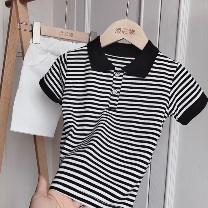 Boys Cotton Striped Shorts Set 2-Piece Summer Casual Playwear