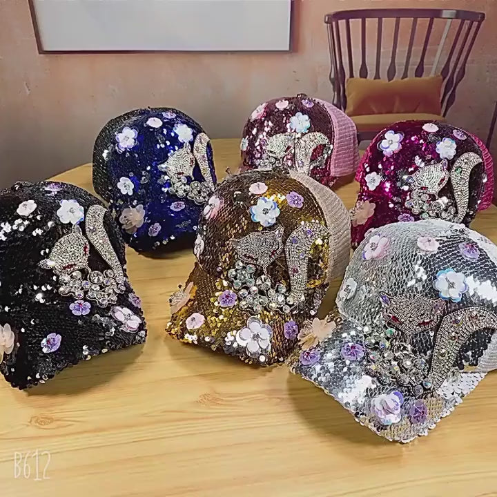 Sequin Duckbill Sun Hat Breathable Reflective Adjustable 22-23 Inch