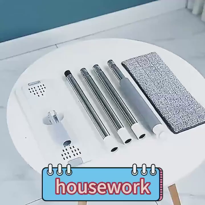 Flat Floor Mop and Reusable Pads Set for Wet and Dry Cleaning