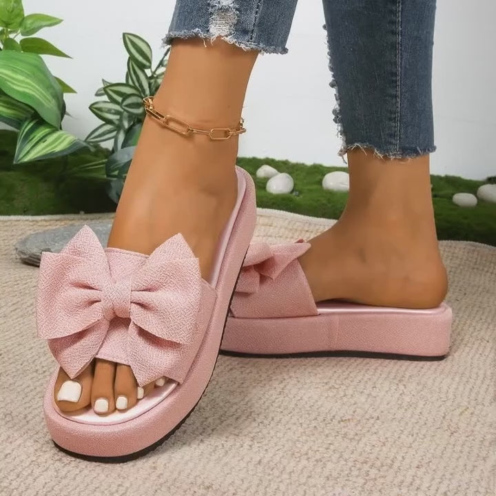 BCEBYL Women's Bow Fish Mouth Sandals Casual Thick-Soled Summer Slippers