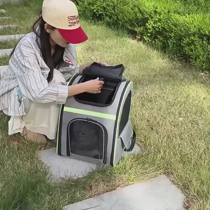 Expandable Pet Carrier Backpack Breathable Travel Bag for Cats and Small Dogs