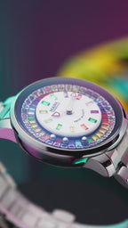 Men's Full Color Rotatable Dial Quartz Watch with Luminous Wheel