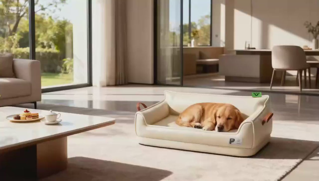 Orthopedic Leather Dog Bed Sofa with Non-Slip Bottom and Waterproof Washable Cushion