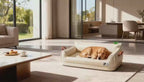 Orthopedic Leather Dog Bed Sofa with Non-Slip Bottom and Waterproof Washable Cushion
