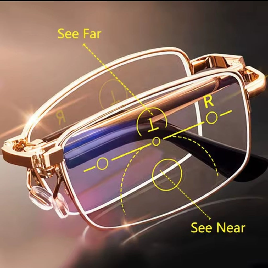 Portable Folding Reading Glasses | Progressive Bifocal & Anti-Blue Light