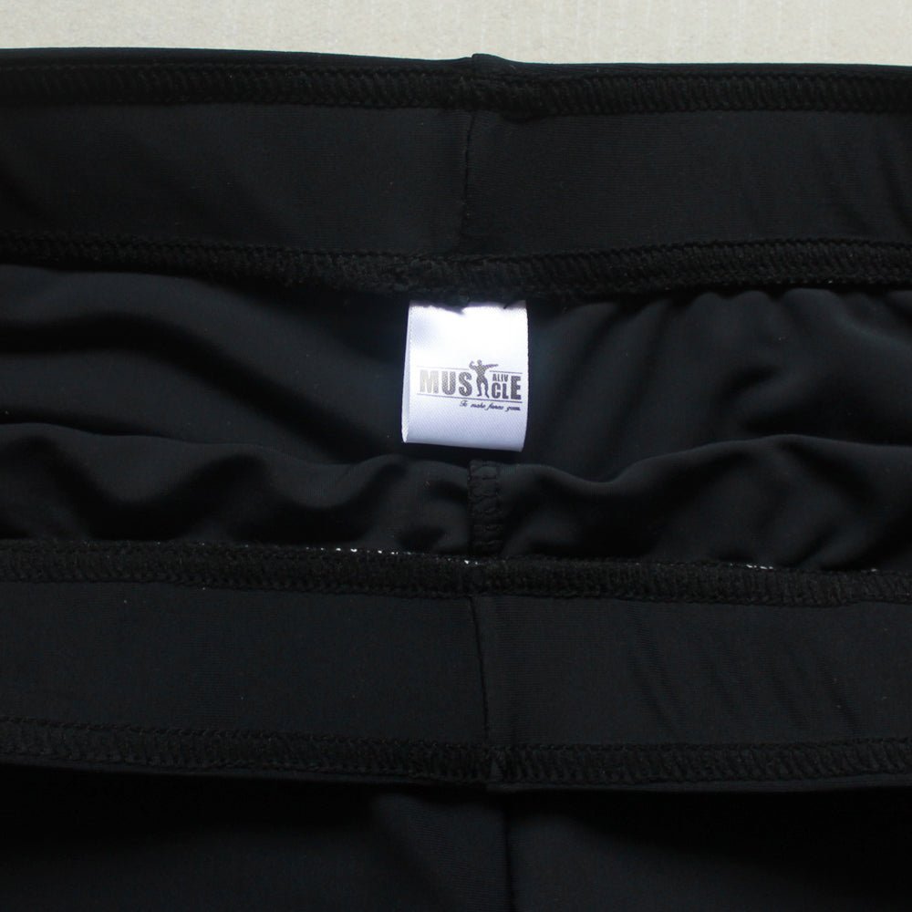 Tight Mens Gym Shorts For Bodybuilding Straight Cropped Length In Black And Orange Available In M L XL - Muliva