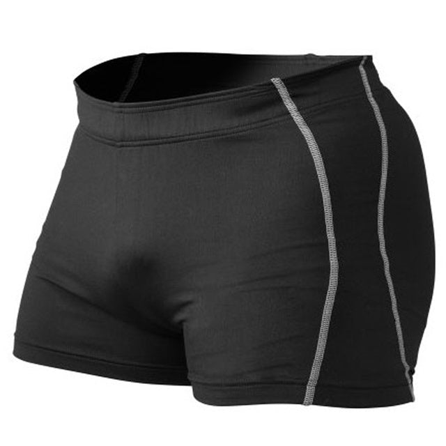 Tight Mens Gym Shorts For Bodybuilding Straight Cropped Length In Black And Orange Available In M L XL - Muliva