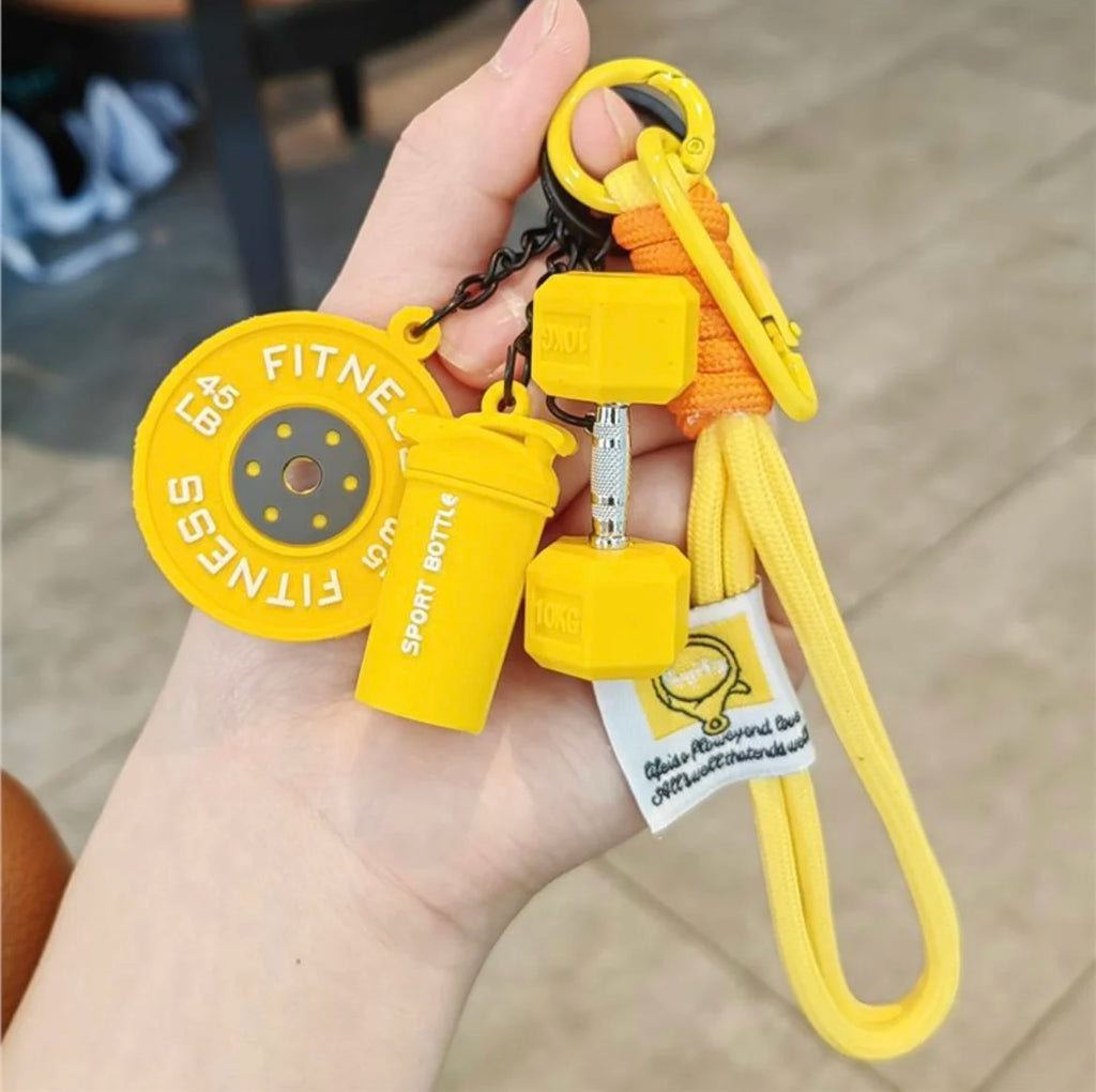 Fitness Keychain Gym Barbell Key chain Weightlifting Keyring Silicone Weight Plate Gym Gifts Workout Gifts Bag gift